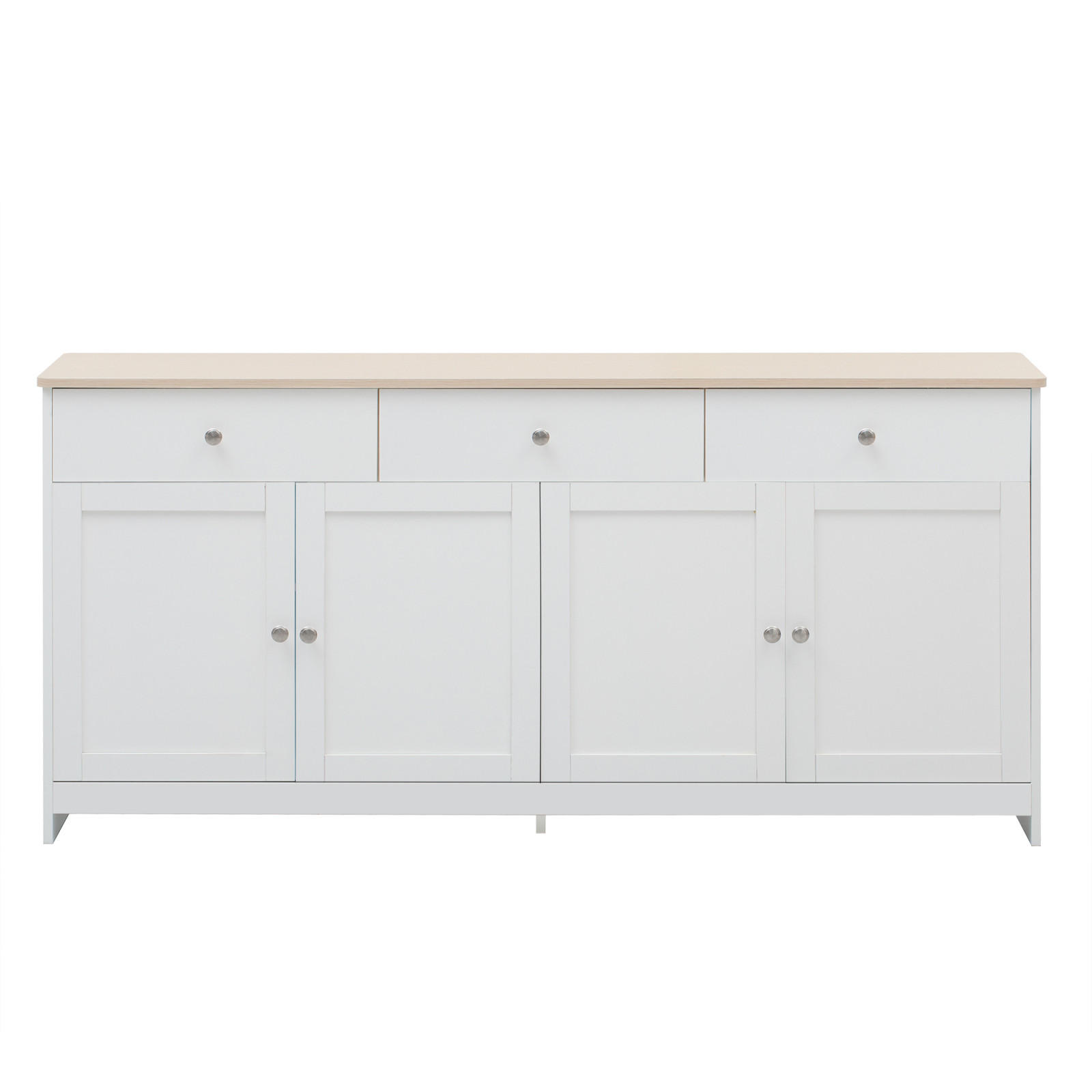 SIDEBOARD Küchenschrank 4 Türen 3 Schubladen - Weiß, Holz/Metall (37/75/160cm) - PARAFTA HOME