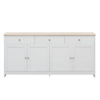 SIDEBOARD Küchenschrank 4 Türen 3 Schubladen - Weiß, Holz/Metall (37/75/160cm) - PARAFTA HOME