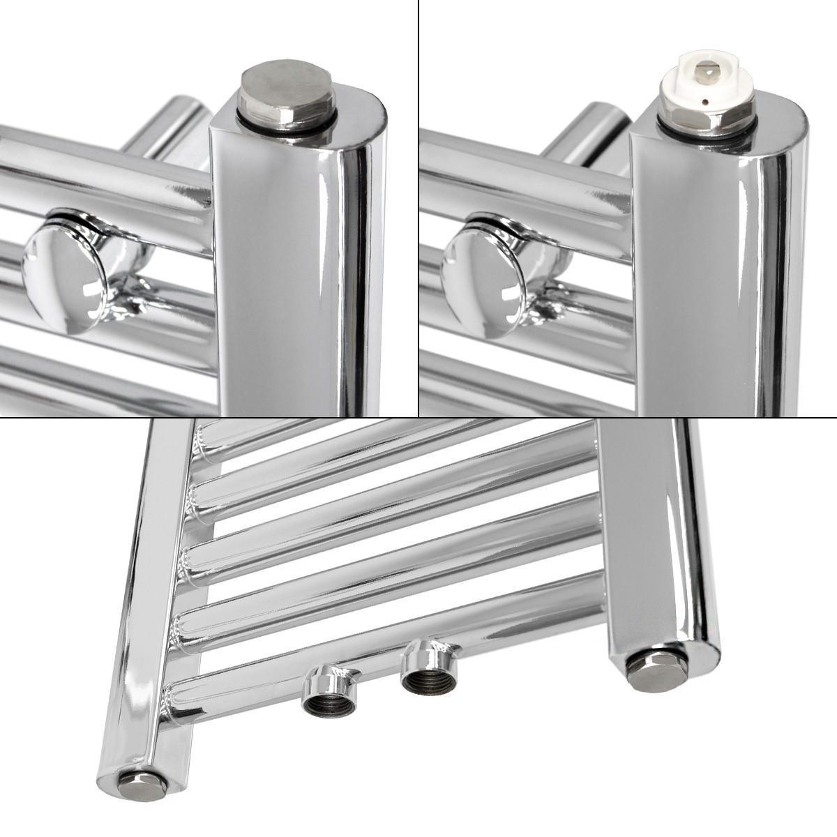 BADHEIZKÖRPER Sahara 300x1400 mm Chrome gerade mit Ventil Eckform - Chromfarben, Metall (30/140/3cm) - LuxeBath