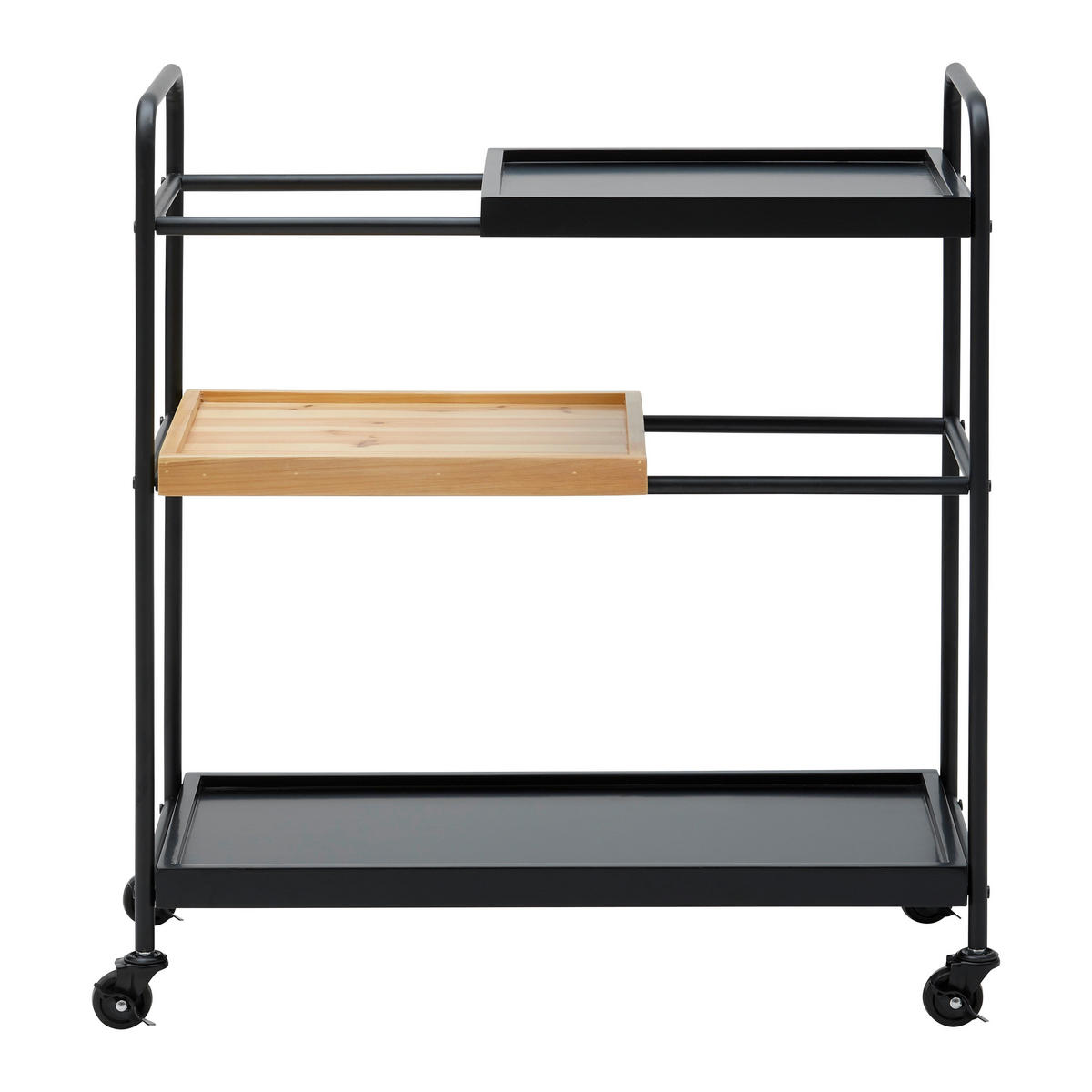 ROLLWAGEN Giorgia Eichefarben/ Schwarz Echtholz/MDF - Schwarz, Holz (70/79/34cm) - Bessagi Home