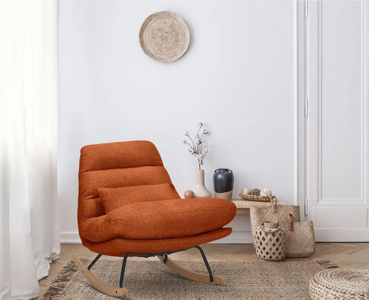 SCHAUKELSESSEL - Metall / Textil - Terracotta, Textil/Metall (82/83/89cm) - home24