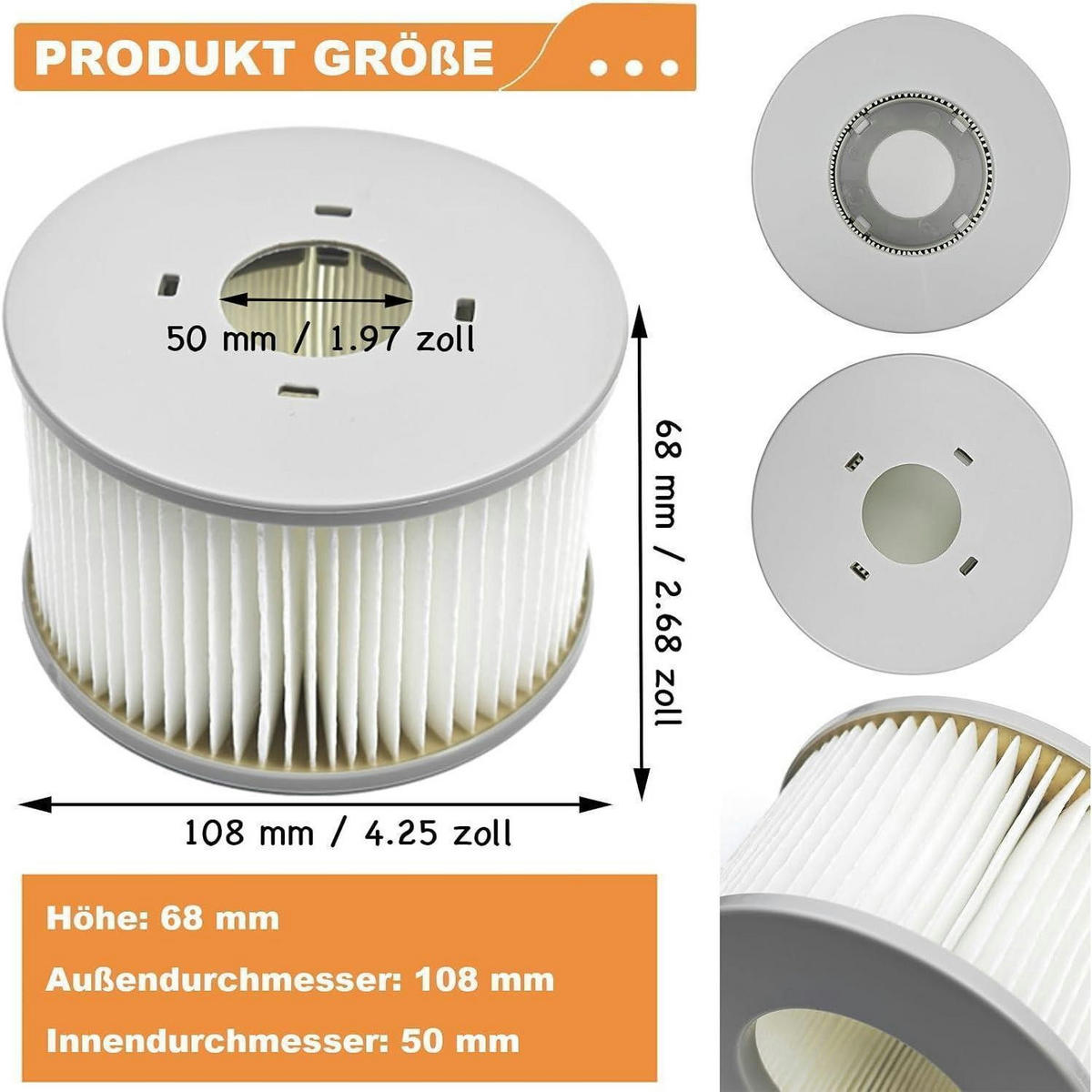 FILTERKARTUSCHEN 6er Set für Whirlpools - Grau, Kunststoff (10.8/6.8/10.8cm)