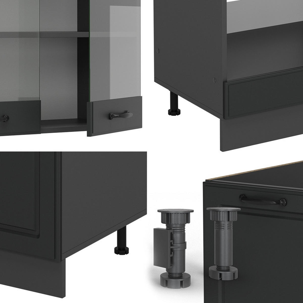 ROHOVÁ KUCHYŇ R-Line Antracitový venkovský dům/antracit - antracitová, kompozitní dřevo (287/81.6/60cm) - Vicco