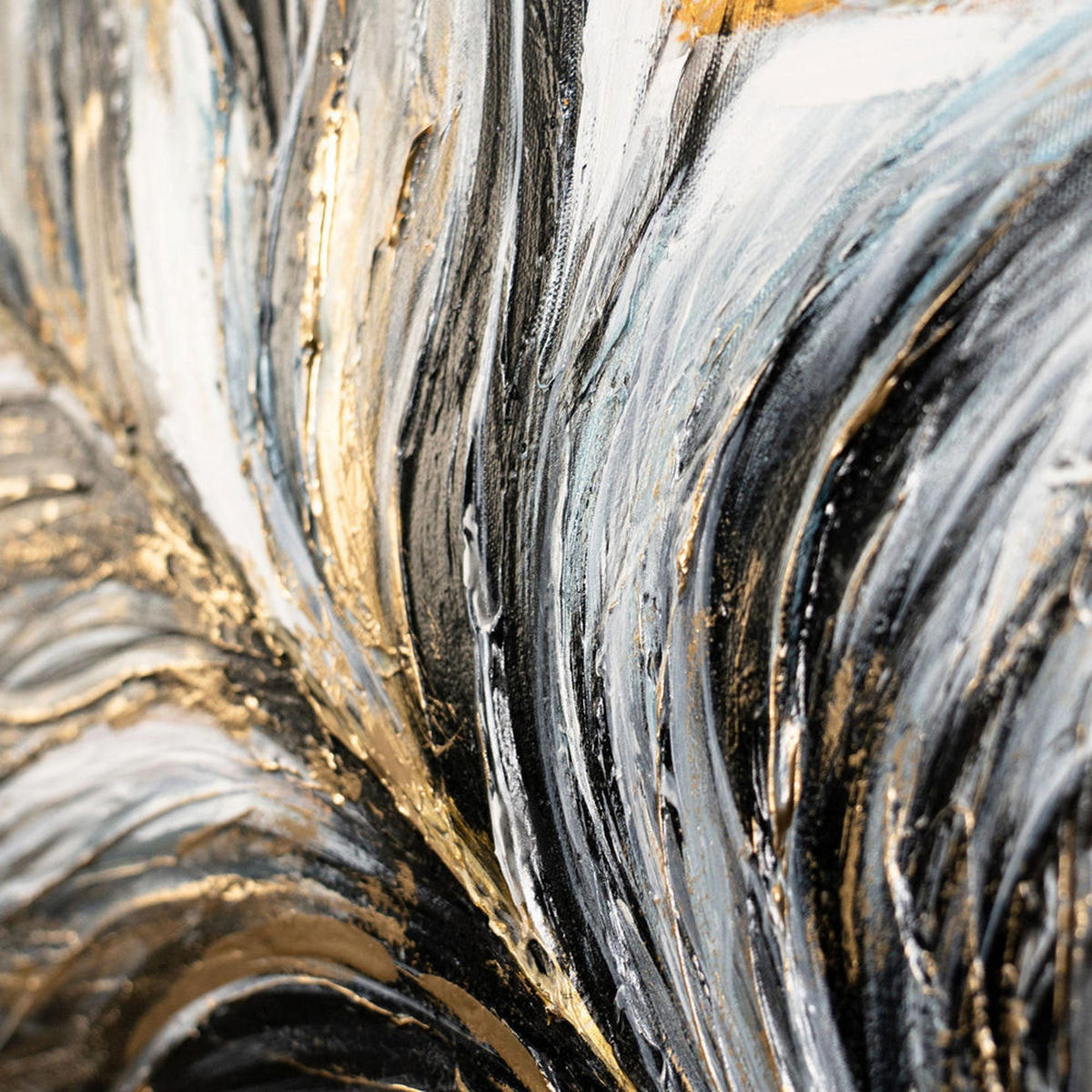 GEMÄLDE Goldene Feder auf Keilrahmen 115x50 cm - Schwarz, Holz (115/50cm) - YS-art gallery