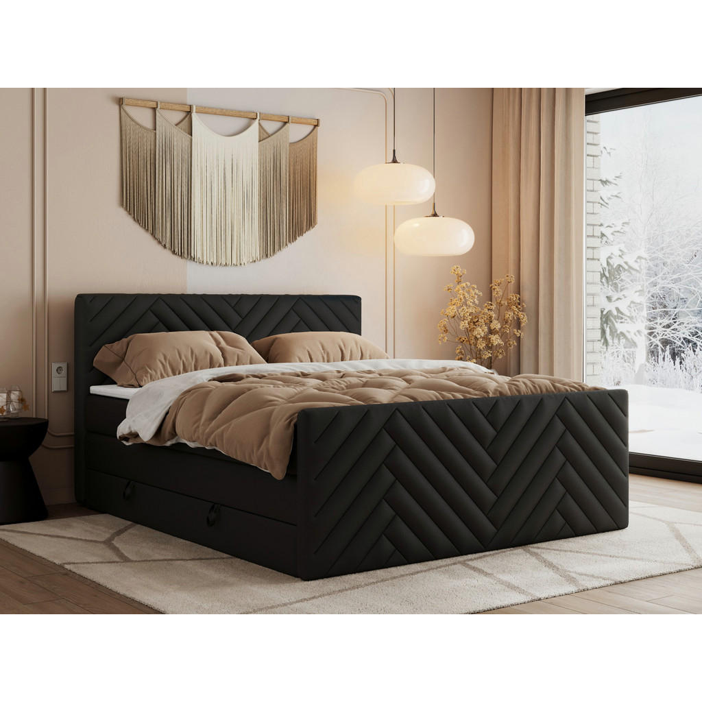 Thumbnail - MKS Boxspringbett, Schwarz, Textil, H4, 7-Zonen, Rechteckig, 160x200 cm, Oeko-Tex®, Schlafzimmer, Betten, Boxspringbette...
