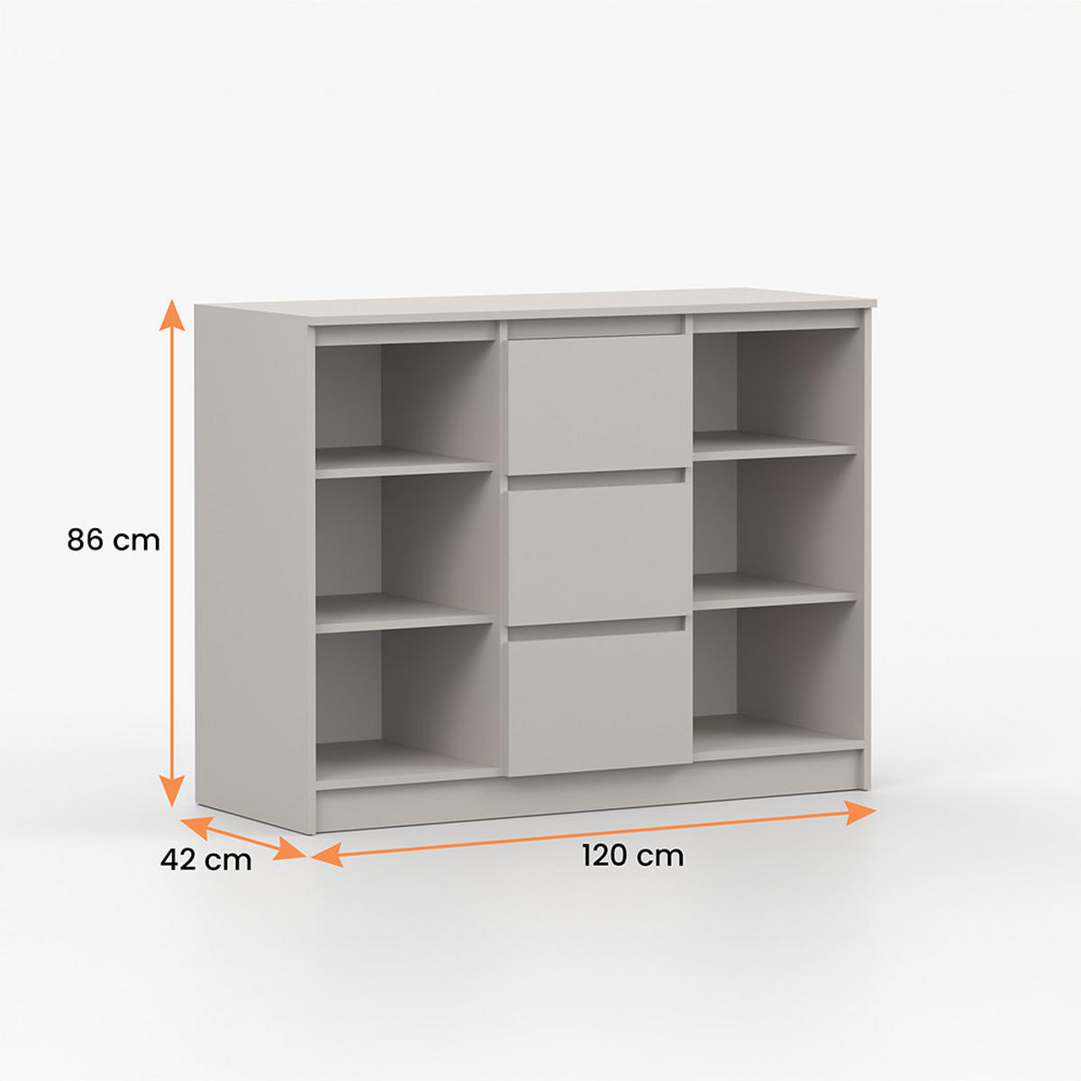 KOMMODE SOLO 2D3S II 120 cm Kaschmir/Kaschmir, 2-türig, drei Schubladen, grifflos - Kaschmir, Holzwerkstoff (120/86/42cm) - imoebel24