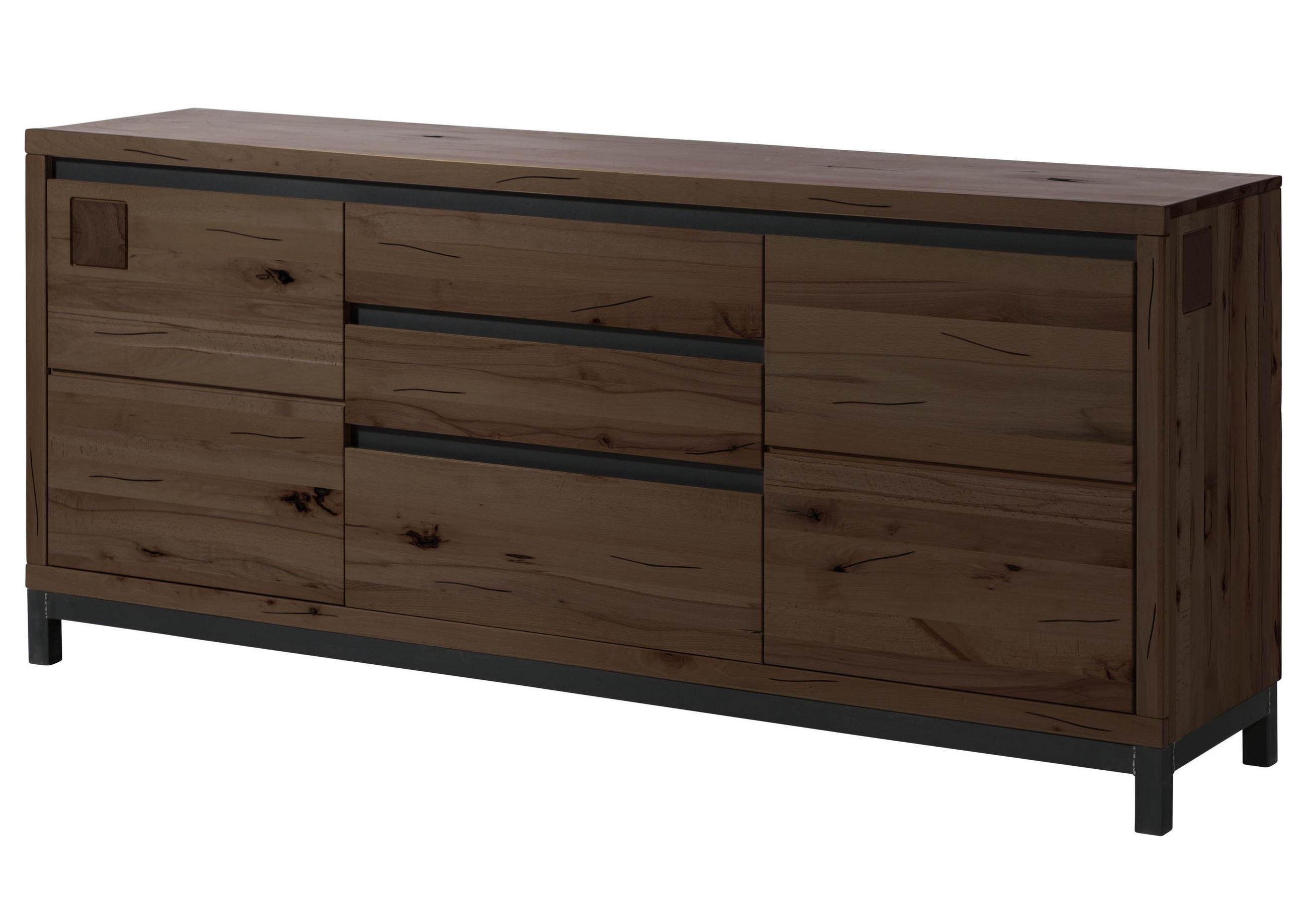 SIDEBOARD Kernbuche 190x45x85 tabacco braun geölt VILLANDERS #251 - Braun, Holz (190/85/45cm) - Massivmoebel24