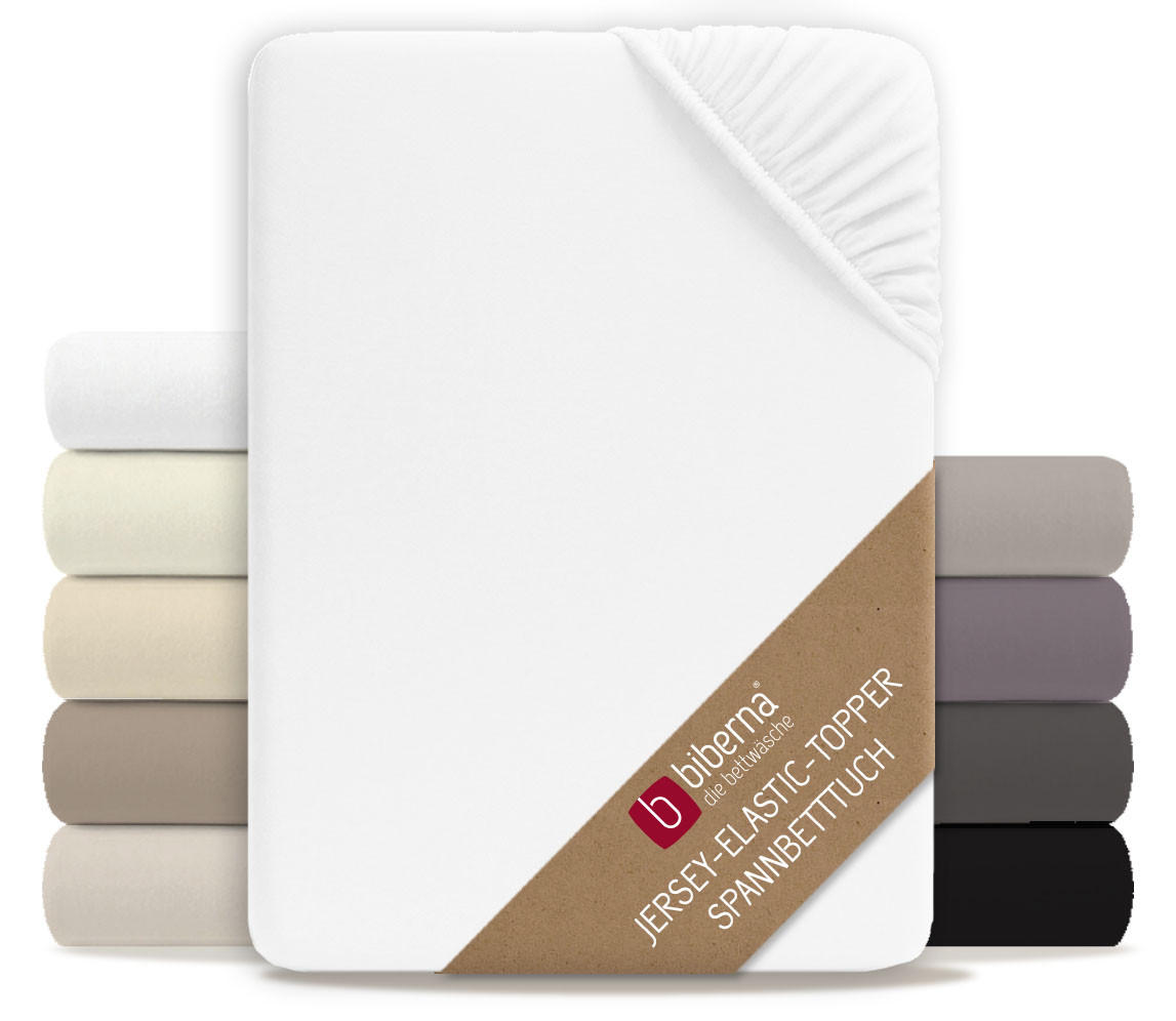 SPANNBETTTUCH Deluxe Jersey weiss, 180x200 cm - 200x220 cm - Weiß, Textil (200/220cm) - biberna
