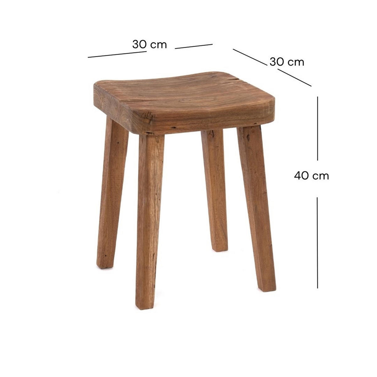 HOCKER Lupo Massivholz naturfarben - Naturfarben, Holz (30/40/30cm) - DESIGN DELIGHTS