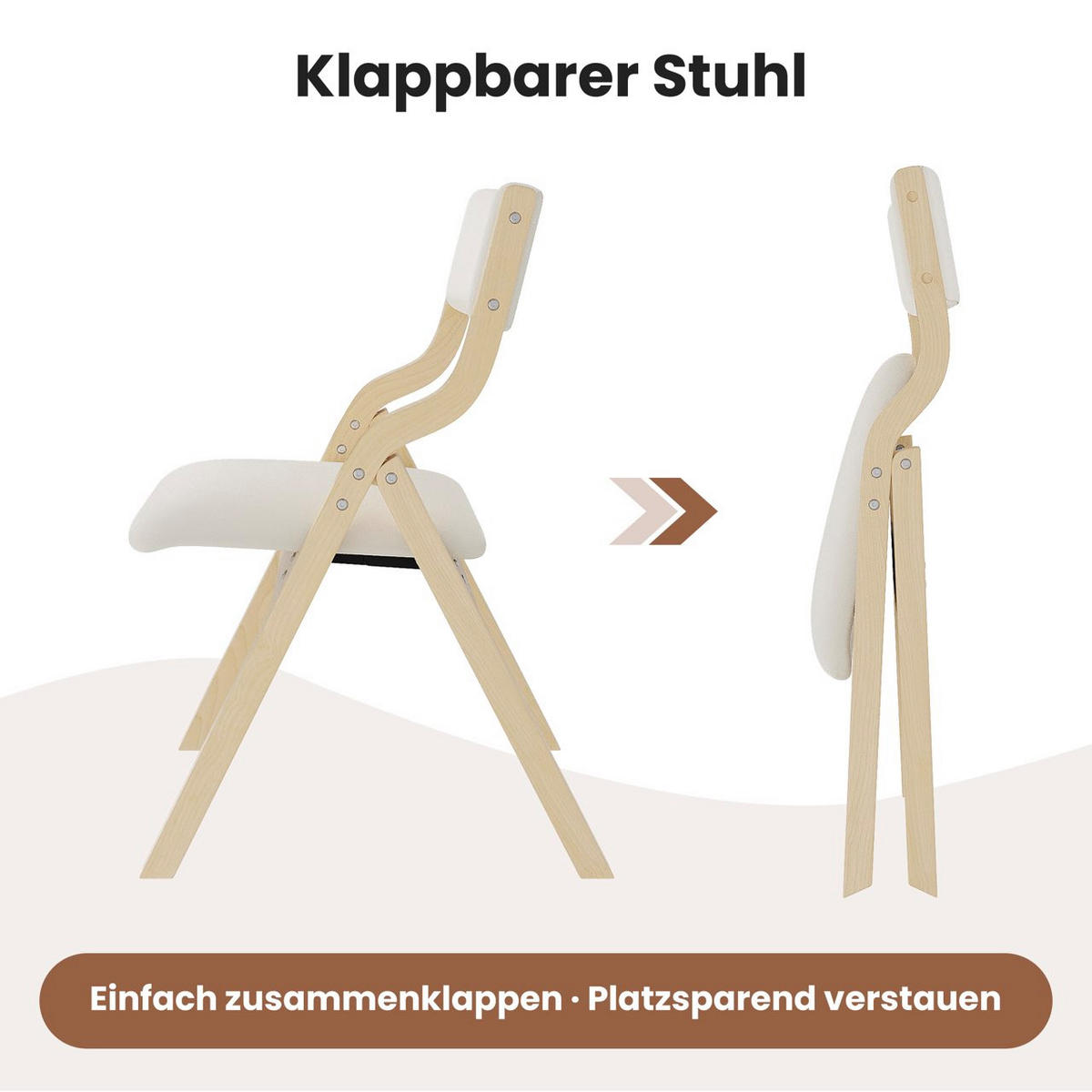 ESSZIMMERSTÜHLE 2er-Set Klappbar Massivholz Leinen Beige - Beige, Holz (55/81/49cm) - FLIEKS