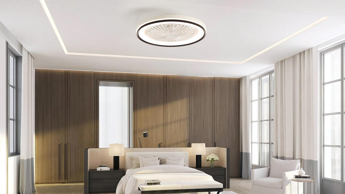 DECKENVENTILATOR 19Zoll Flach RGB LED Licht DC Motor Timer - Weiß, Kunststoff (48.26/48.26/12.7cm) - CASIVA