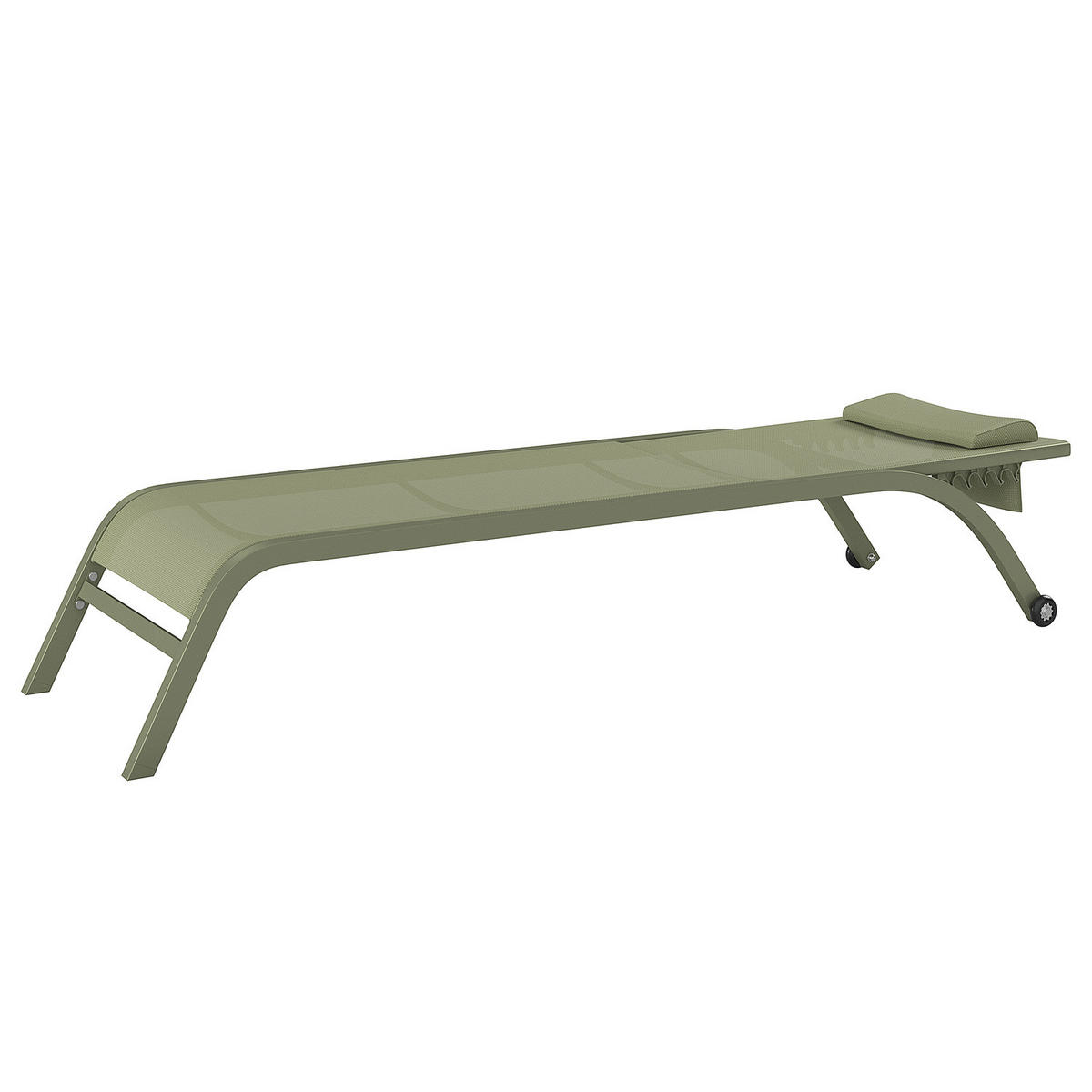 SONNENLIEGE - Polyrattan / Stahl - Salbeigrün, Textil/Metall (67/35/196cm) - home24