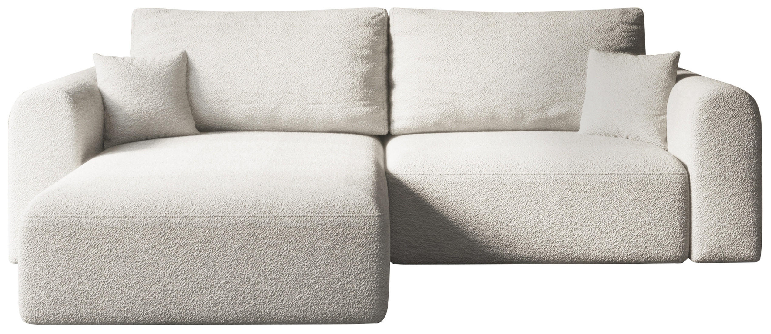 ECKSOFA Kornel mit Schlaffunktion Weiß Boucle - Weiß, Textil (248/165cm) - Bromarkt