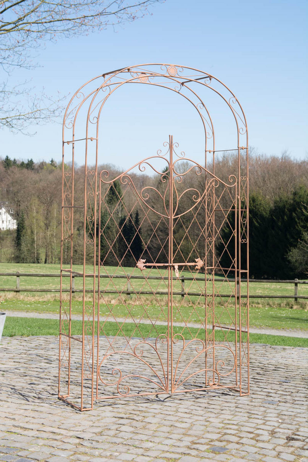 ROSENBOGEN Minden Tor 120x40x220cm Metall Antik-Braun Rankhilfe - Braun, Metall (120/220/40cm) - DELUKE