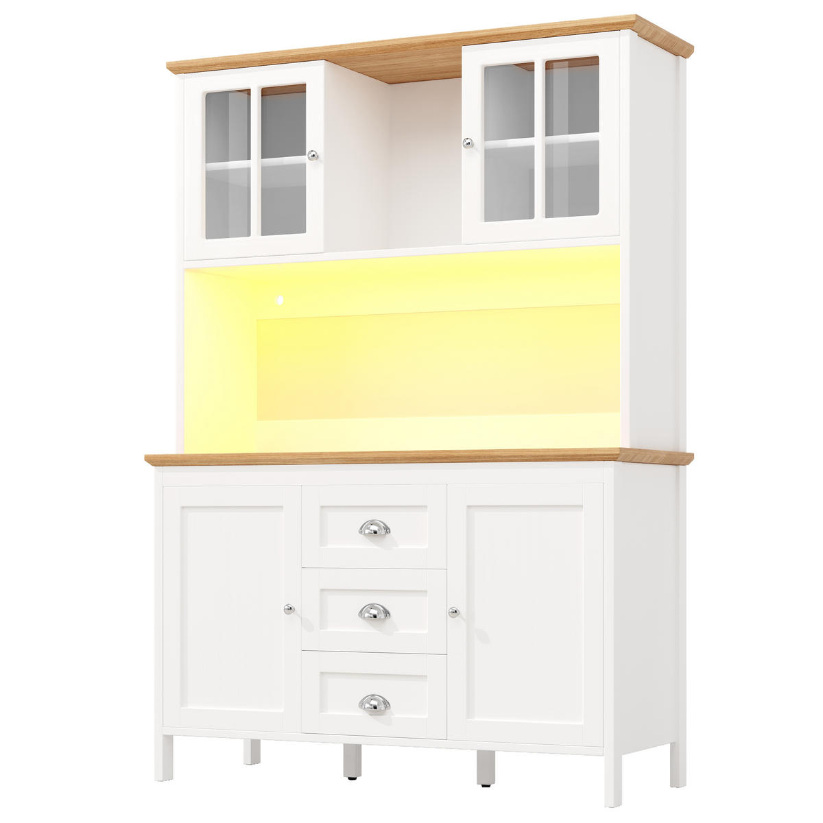 BUFFETSCHRANK Weiß 120/40/179 cm - Weiß, Holz (120/179/40cm) - PANGIVO