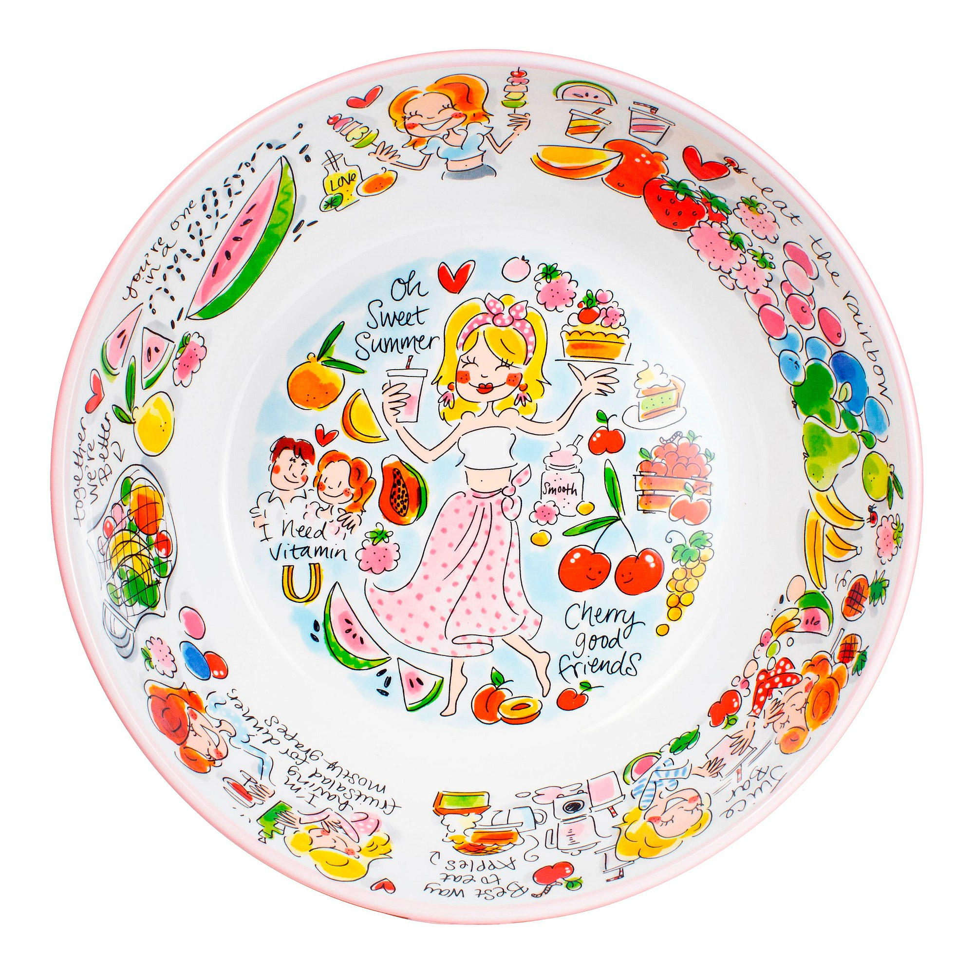 SCHALE Rosa Früchte in Bunt - 30cm - Multicolor, Keramik (30.2/9cm) - Blond Amsterdam
