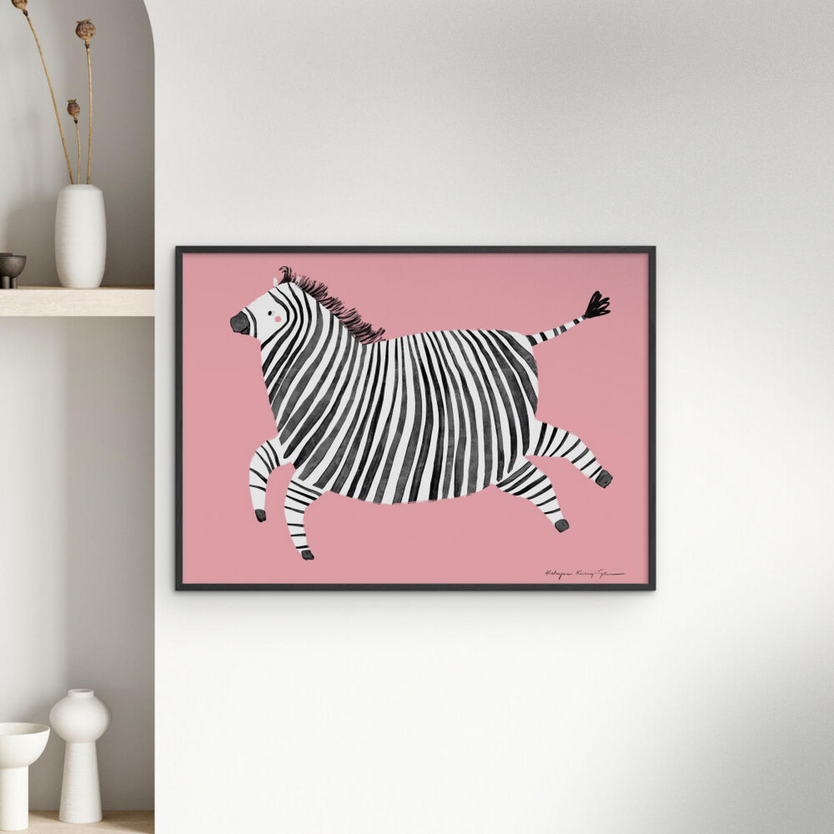 POSTER mit Rahmen Wild Apple - Zebra - Pink/Schwarz, Holz/Papier (30/40cm) - Poster&Frame