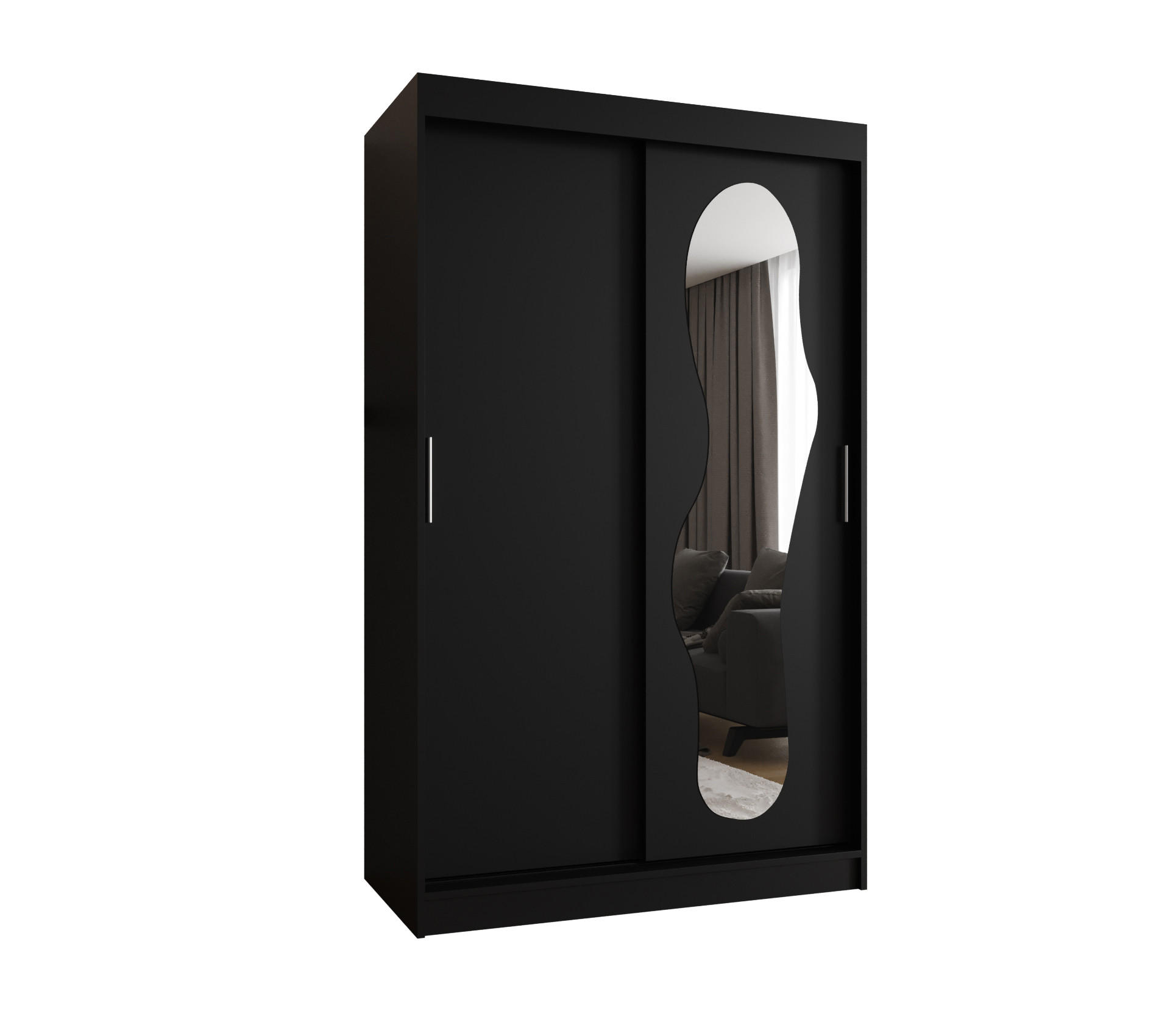 SCHWEBETÜRENSCHRANK 200/120/62 2-türig - Silberfarben/Schwarz, Holz (120/200/62cm) - MÖBEL KRYSPOL