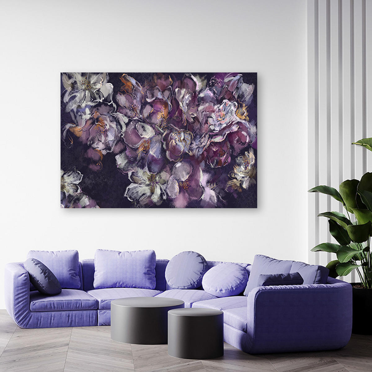 WANDBILD iris blume - Lila, Textil (60/40cm) - Feeby