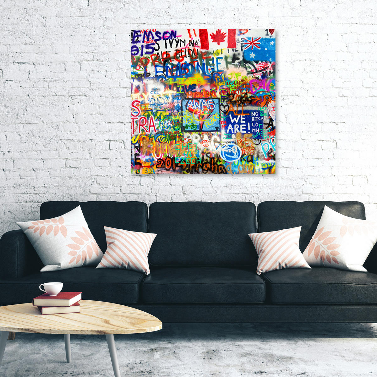 LEINWANDBILD, Abstrakt-Farben 50x50cm - Multicolor, Textil (50/50cm) - Feeby