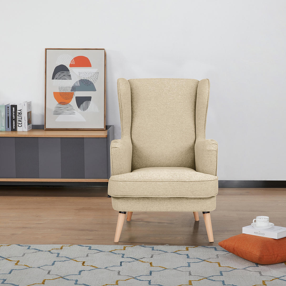 OHRENSESSEL - Beige, Birkenholz/Textil (73/107/96cm) - home24