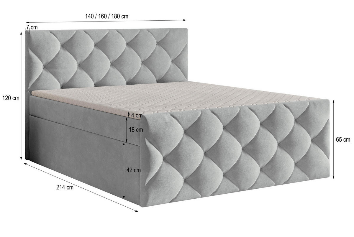 BOXBETT ROVARI 160x200 cm mit Matratze und Topper - Gelb - Gelb, Holz (160/200cm) - MASSENO