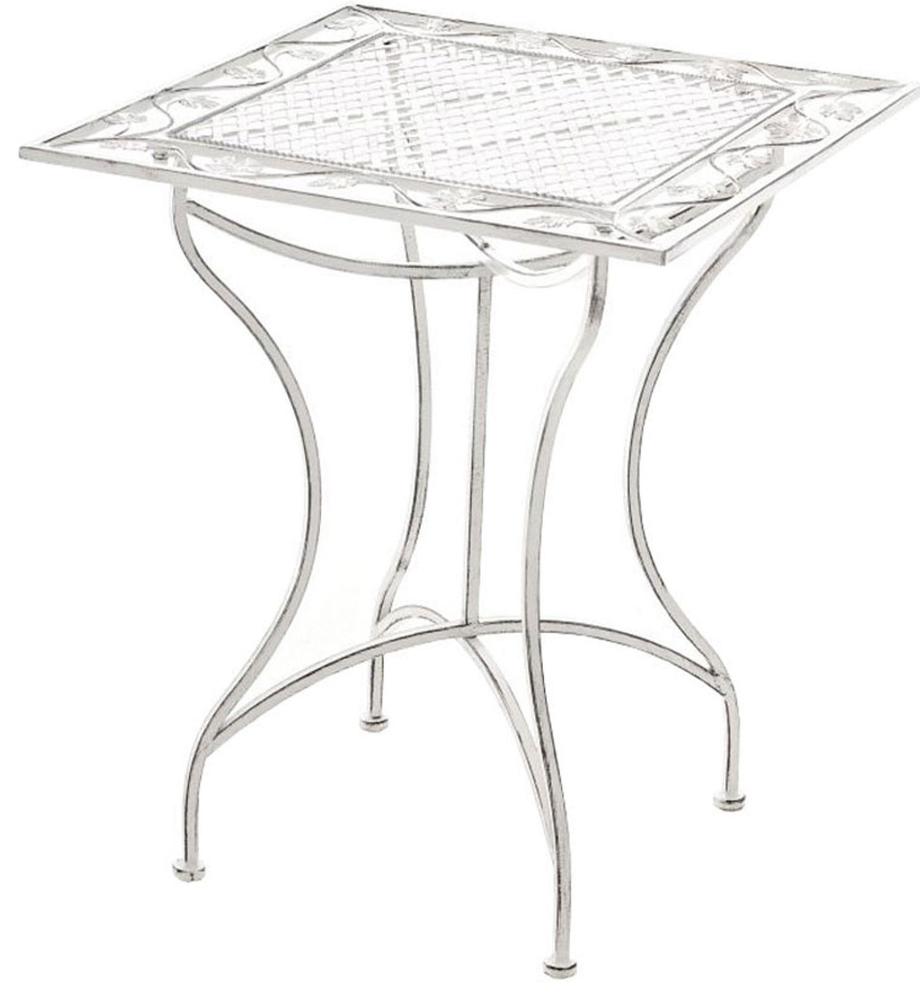 GARTENTISCH eckig 60/60/72 cm Metall Antik Weiß - Perlmutt, Metall (60/60/72cm) - CLP