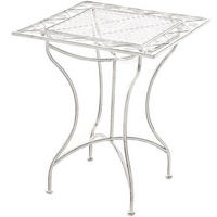 GARTENTISCH eckig 60/60/72 cm Metall Antik Weiß - Perlmutt, Metall (60/60/72cm) - CLP