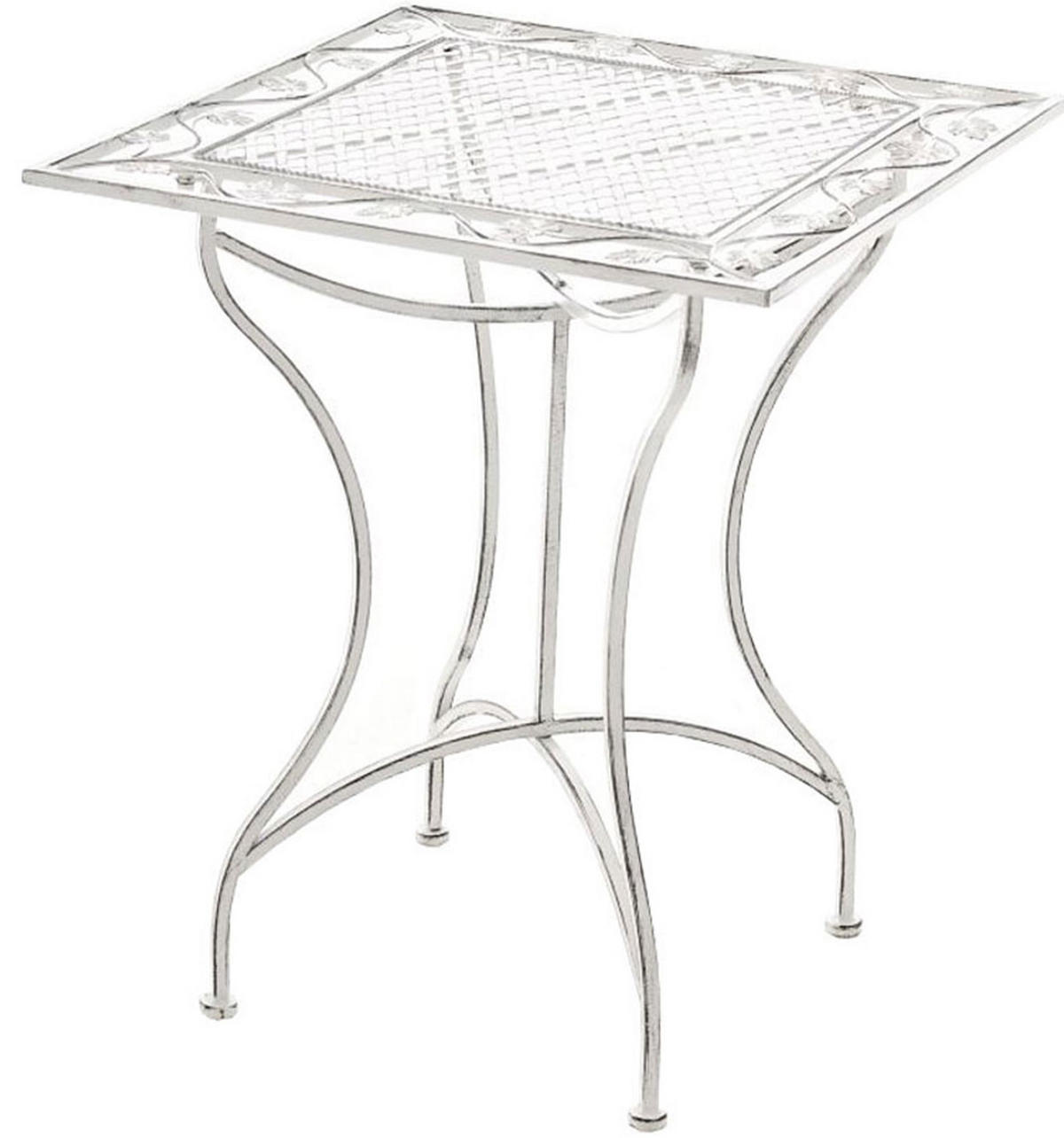 GARTENTISCH eckig 60/60/72 cm Metall Antik Weiß - Perlmutt, Metall (60/60/72cm) - CLP