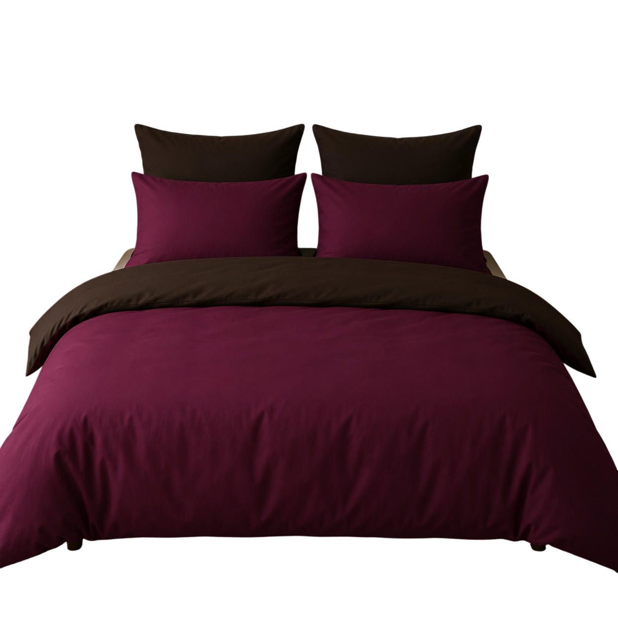 WENDEBETTWÄSCHE 5-teilig 200/200cm BRAUN-WEINROT - Braun, Textil (200/200cm) - ROLFNERS