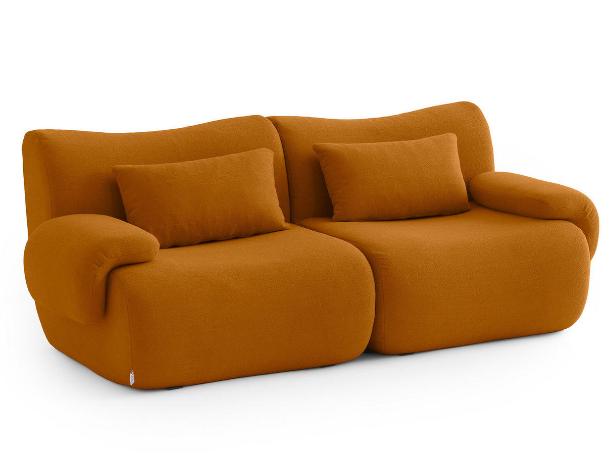 2-SITZER-SOFA Bouclé-Stoff Cremebeige - Hellbraun, Textil (194/73/95cm) - MILYsofa