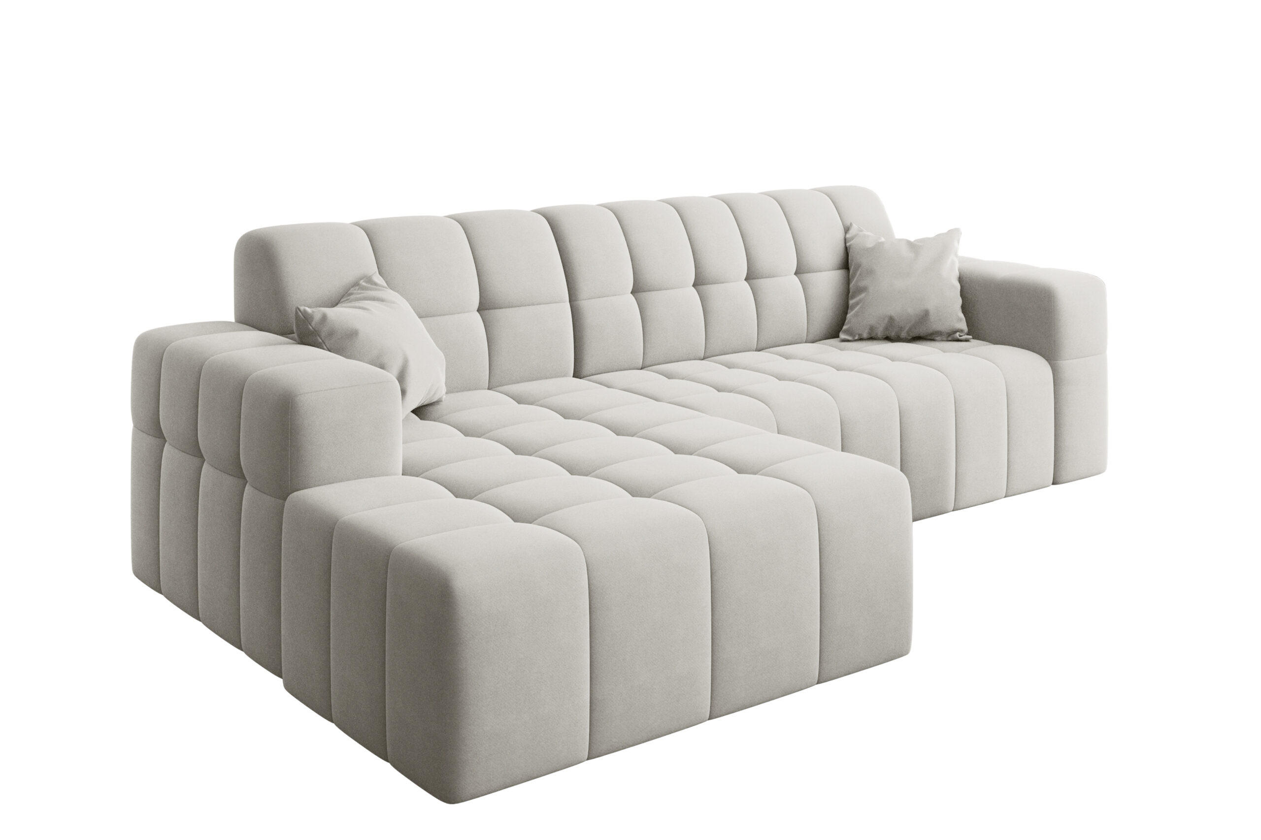 ECKSOFA L-förmiges Nimes Velours Stoff Weiß Links - Weiß, Holz/Kunststoff (168/265cm) - Kaiser Möbel