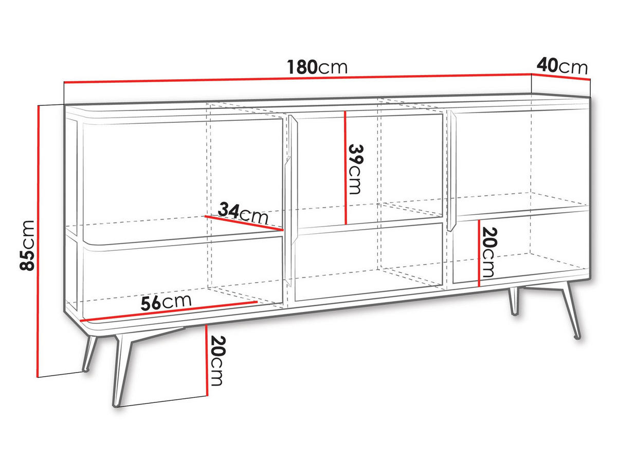 SIDEBOARD Modera 3 - Kaschmir/Goldfarben, Holzwerkstoff/Metall (180/85/40cm) - MIRJAN24