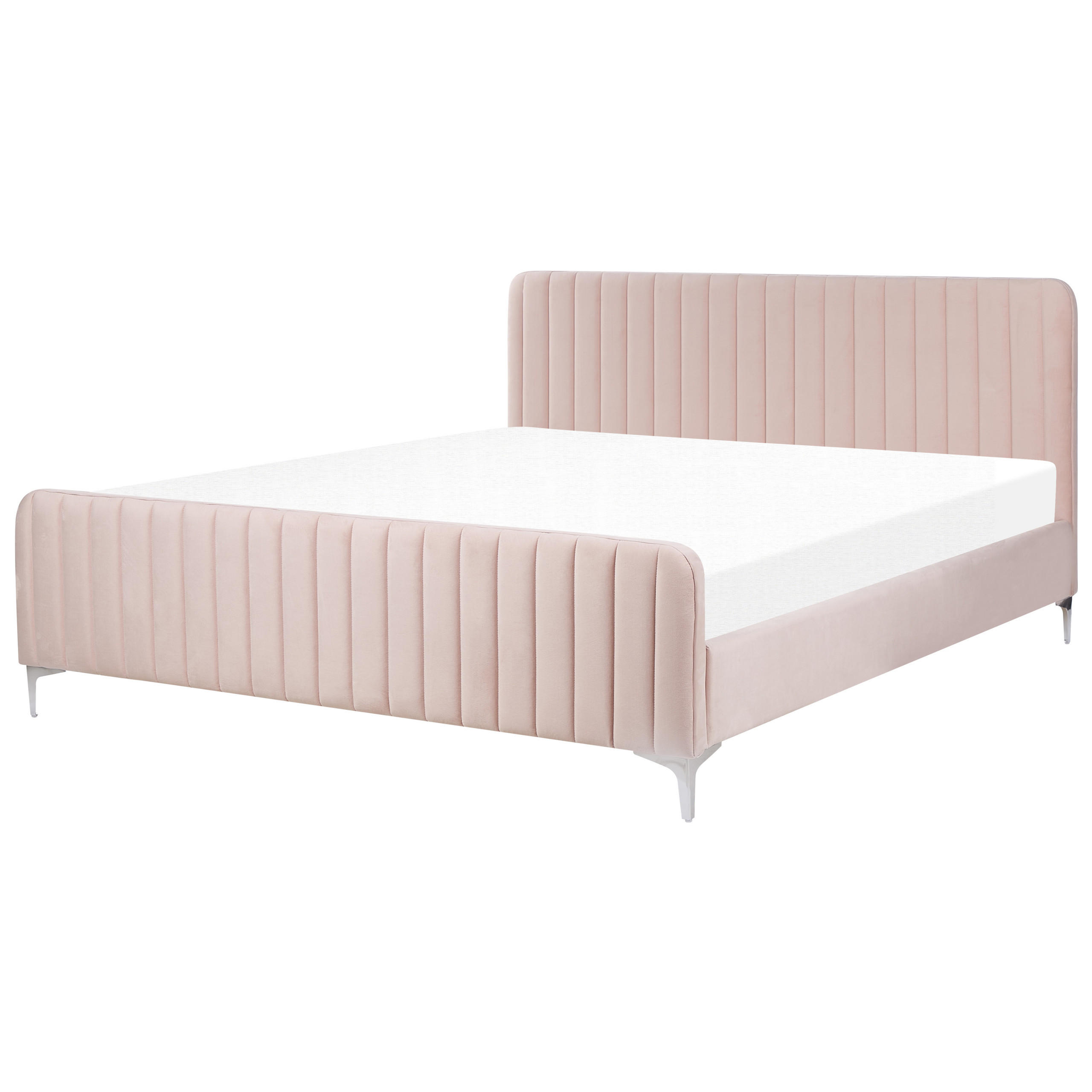 POLSTERBETT 180/200cm Pastellrosa Lunan - Pink, Textil (180/200cm) - Beliani