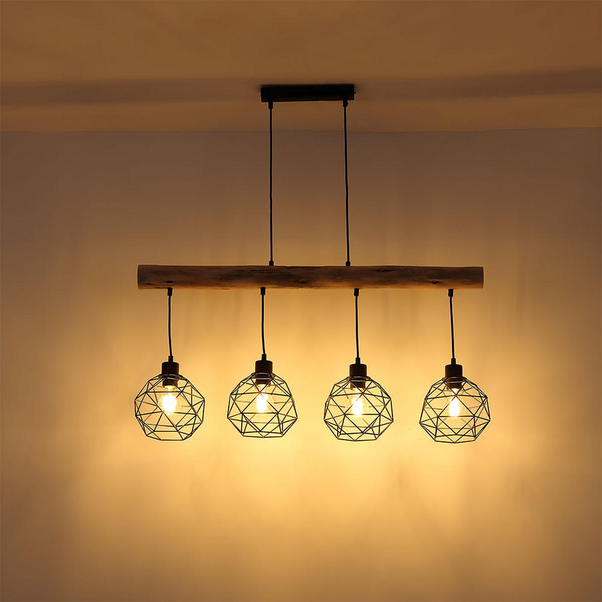 LED HÄNGELEUCHTE Theodor Holzoptik Braun - Braun, Holz (85/18/120cm) - Globo Lighting