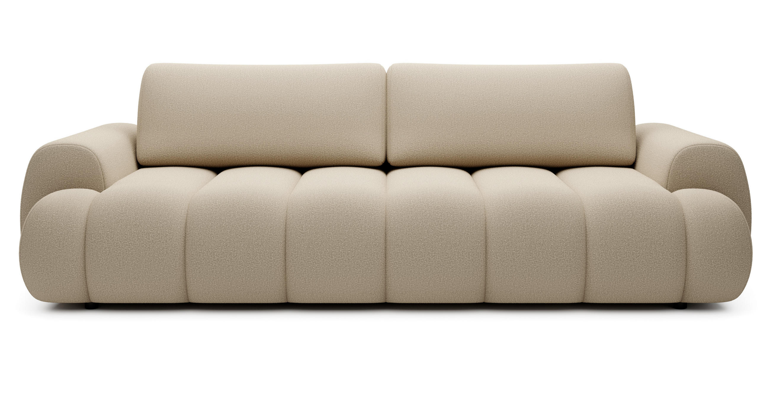 SOFA 260 cm mit Schlaffunktion Puro, Bettkasten, Modern Design, Beige - Beige, Holz (263/81/110cm) - Emporius