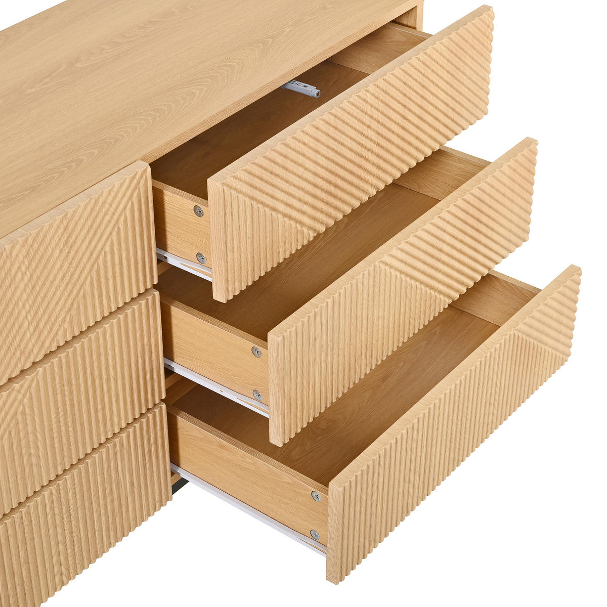 SIDEBOARD natur 3D struktur 6 schubladen 115cm - Naturfarben, Holzwerkstoff (115.5/75/38cm) - Urban Meuble