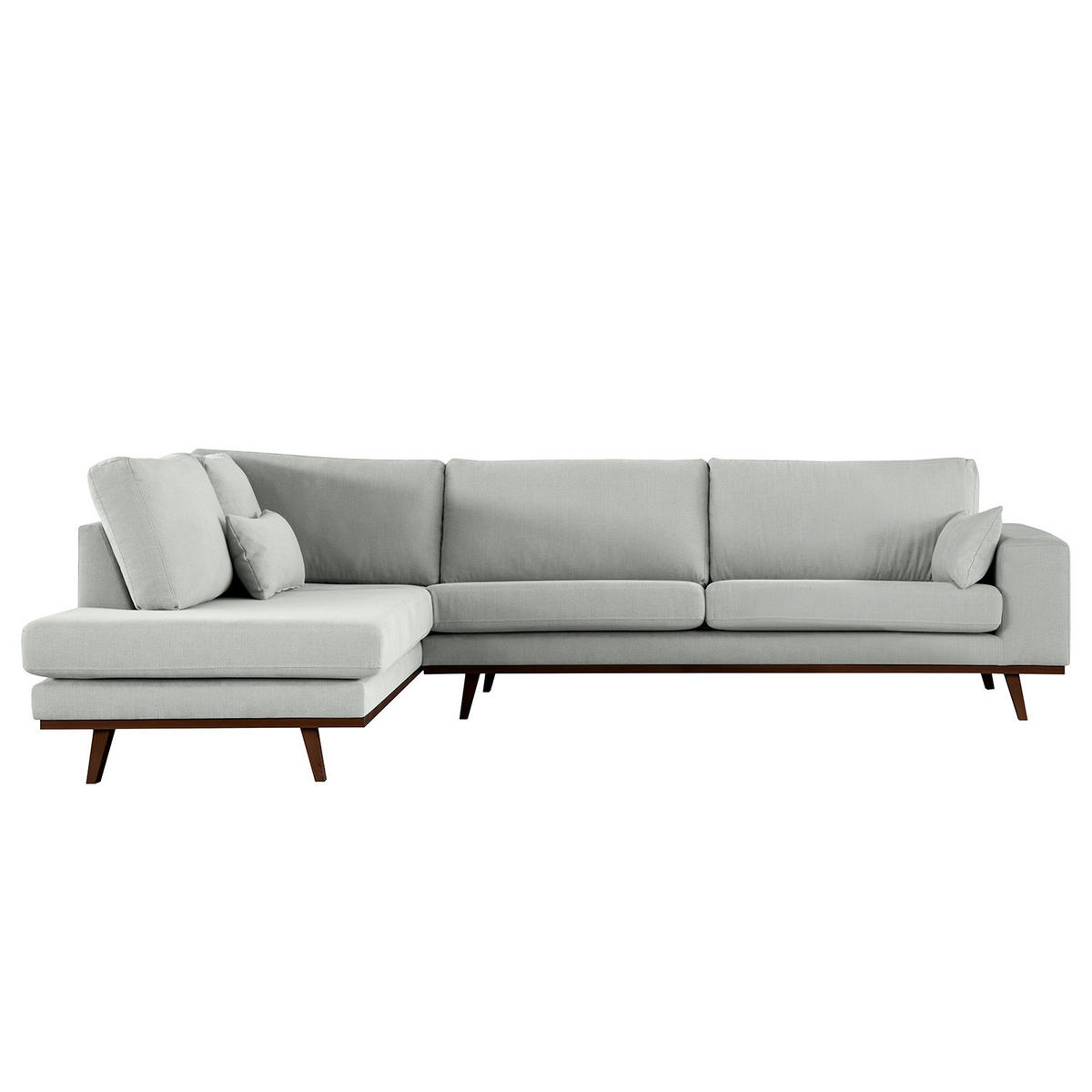 ECKSOFA mit Ottomane - Buchefarben/Grau, Textil (287/219cm) - home24