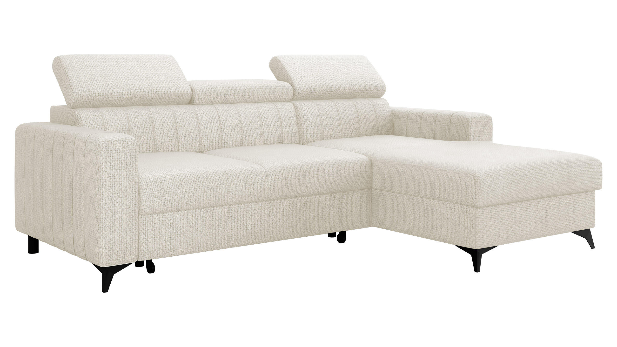 ECKSOFA Milano, Seite: Rechts 2R+LC - Creme/Schwarz, Holz/Textil (236/172cm) - MIRJAN24
