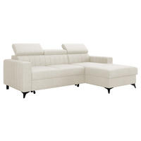 ECKSOFA Milano, Seite: Rechts 2R+LC - Creme/Schwarz, Holz/Textil (236/172cm) - MIRJAN24