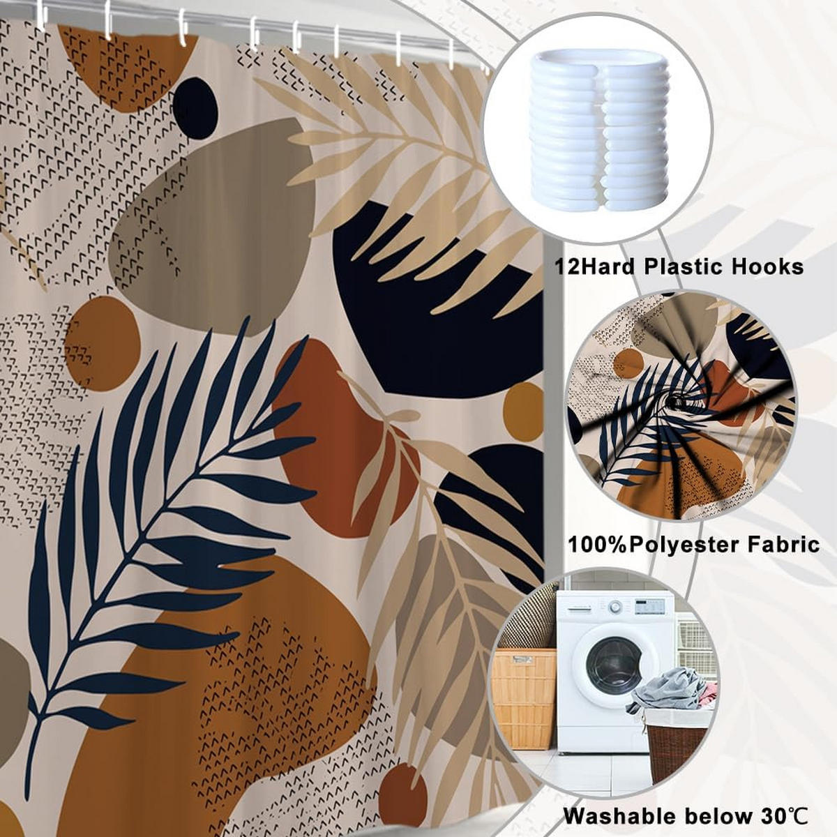 DUSCHVORHANG Boho abstrakt geometrisch Mitte Polyester wasserdicht schimmelresistent Badewanne - Multicolor, Textil (180/180cm) - MCBOSON