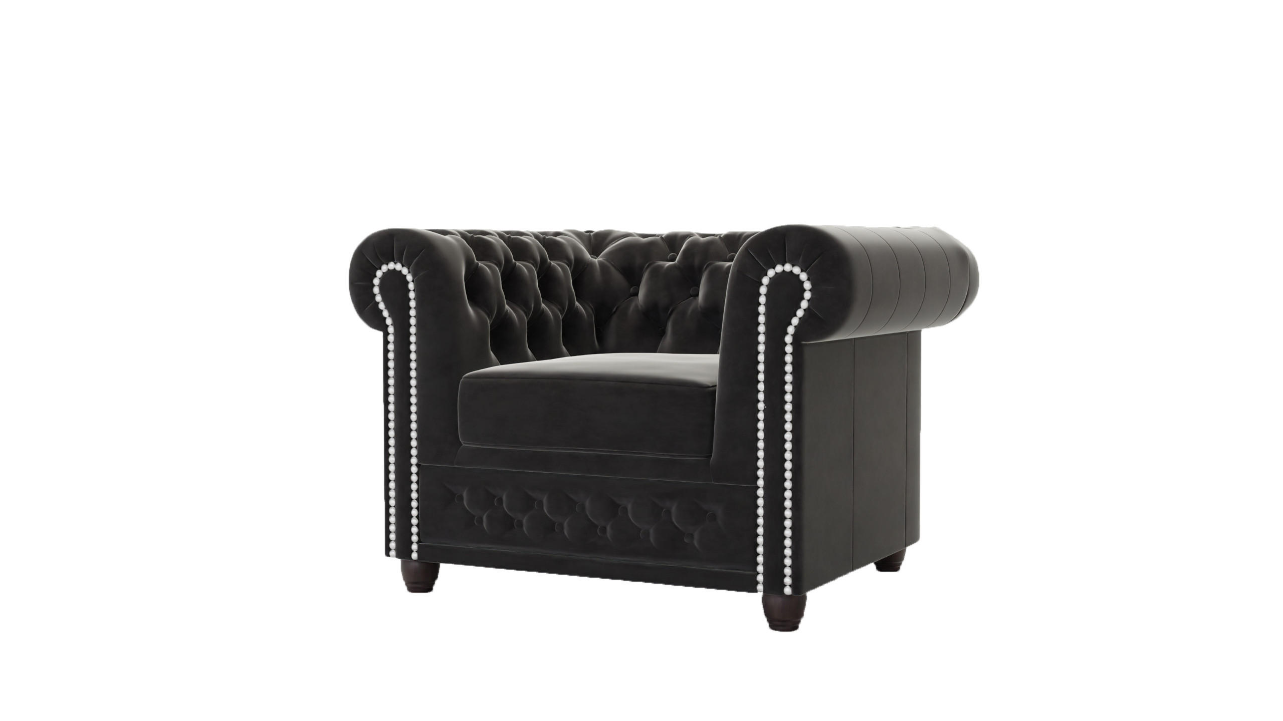 CHESTERFIELD-SESSEL Nyx Schwarz Samt - Schwarz/Braun, Holz/Textil (94/72/86cm) - S-Style Möbel
