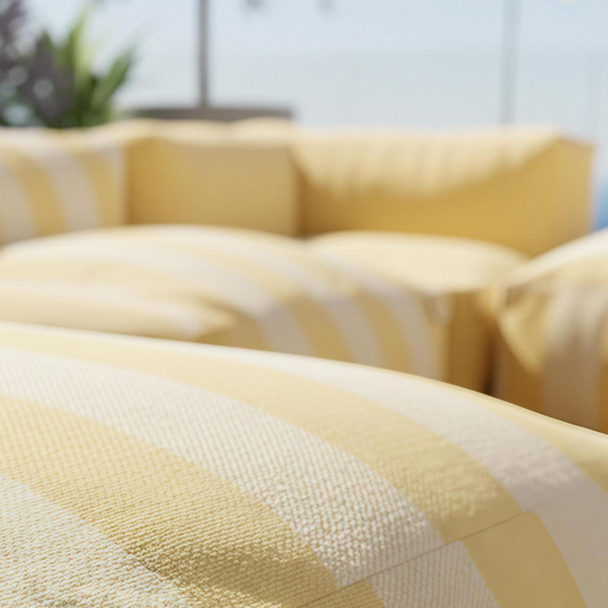 GARTENSOFA mit 5 Sitzplätzen, Hellgelb - Gelb, Textil - Oviala