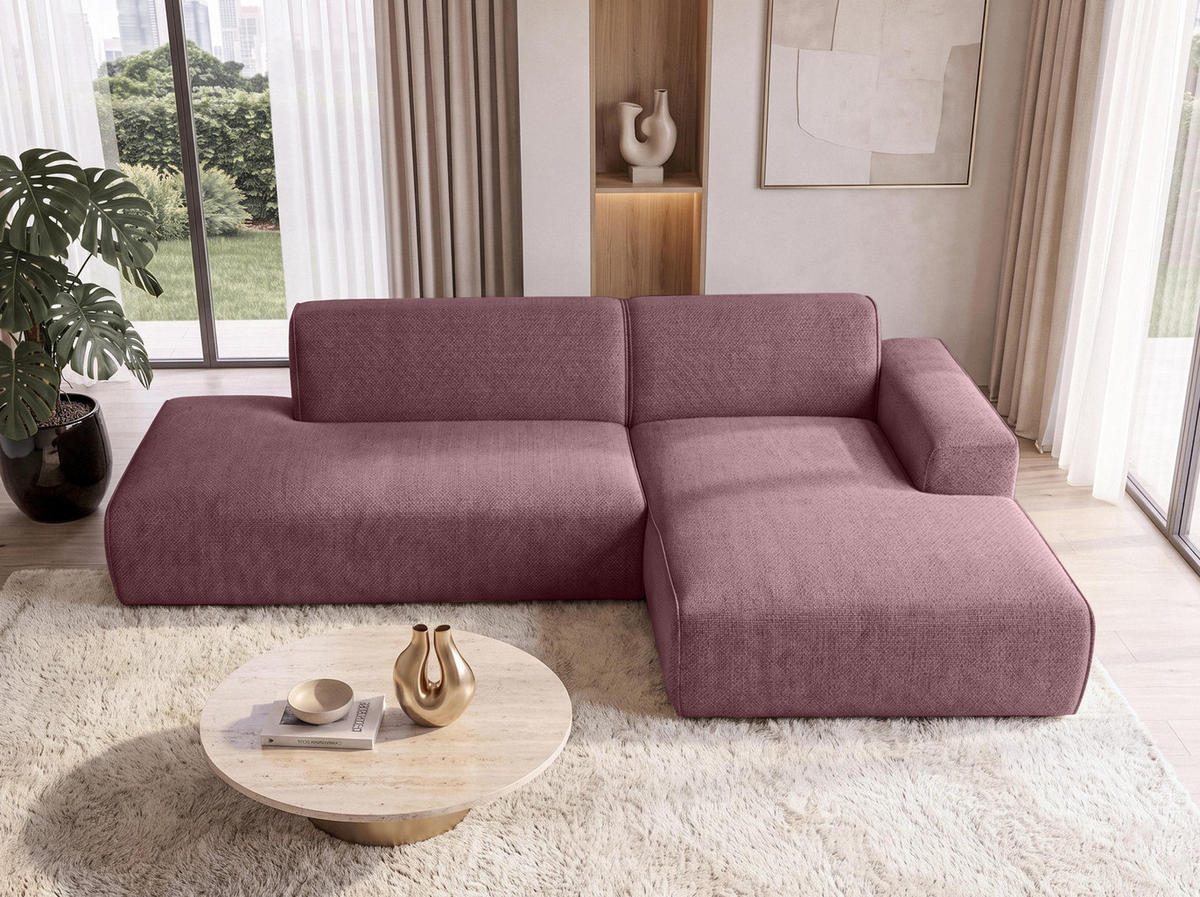 ECKSOFA L Form Didim Duo Rosa 288/162/80 cm – stilvolle kleine Eckcouch Rechts - Pink/Schwarz, Kunststoff/Textil (162/288cm) - AX Living