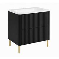 BADEZIMMERSCHRANK: Schwarz, mit Waschbecken, Beine Gold, 60,7 x 44,4 x 64,9 cm - Goldfarben/Schwarz, Holzwerkstoff (60.3/63.4/43.7cm) - 3XE LIVING
