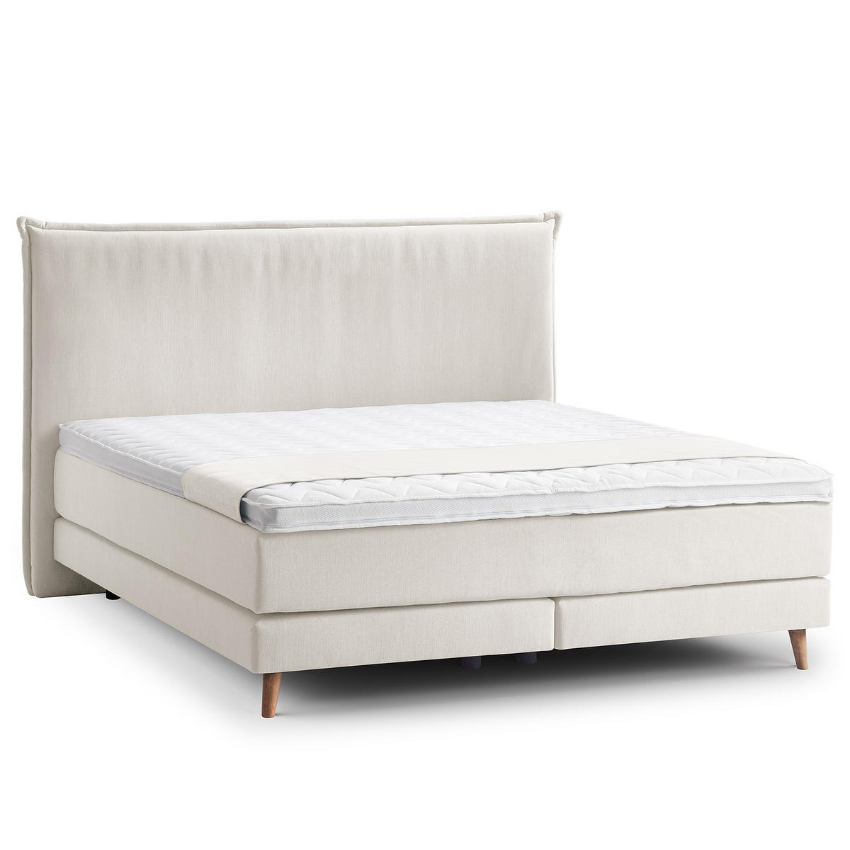 BOXSPRINGBETT - Klassisch - Platinfarben, Holz (180/200cm) - home24