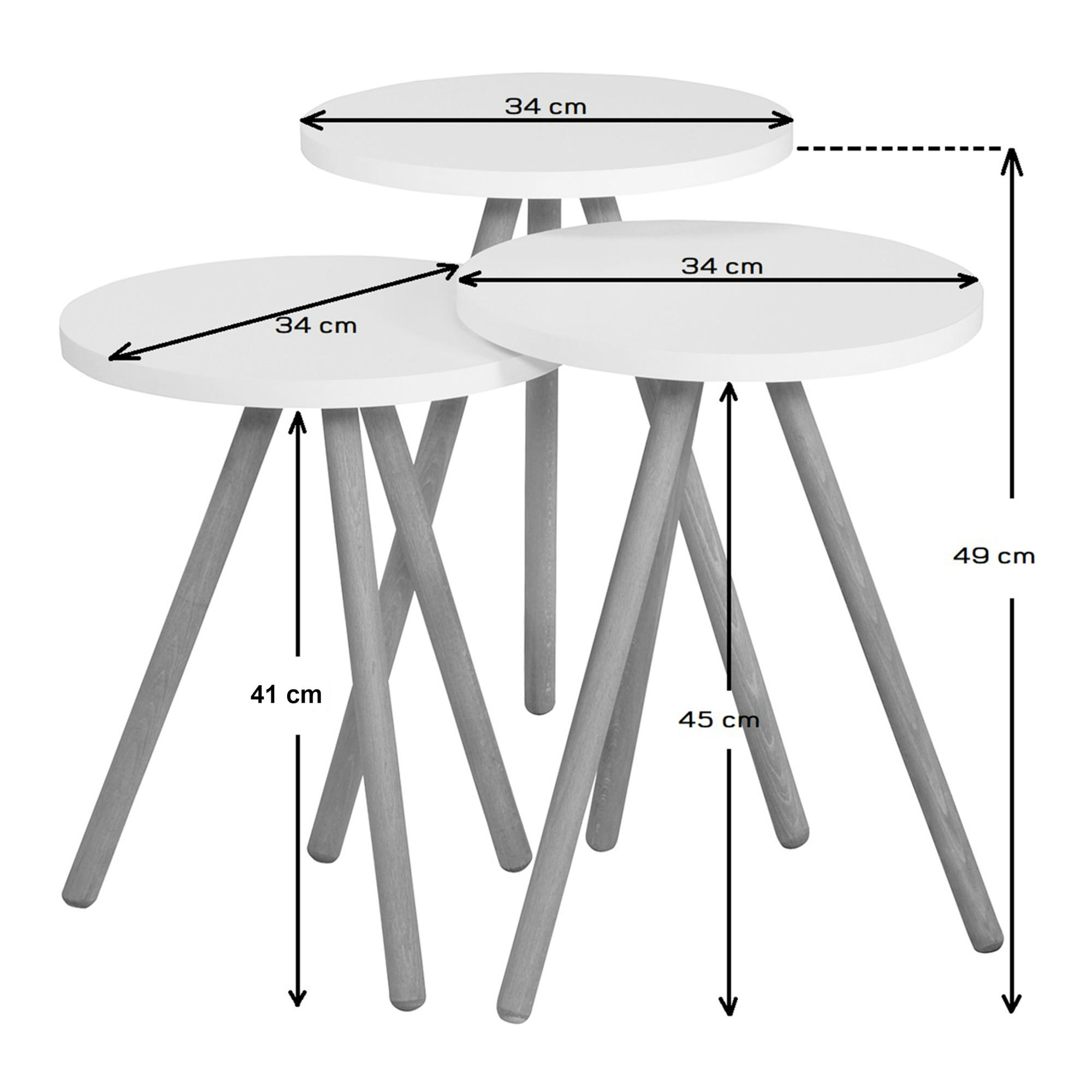 BEISTELLTISCH-SET 3 TLG. Hjørring - Naturfarben, Holzwerkstoff/Buchenholz (34/34/49cm) - [en.casa]