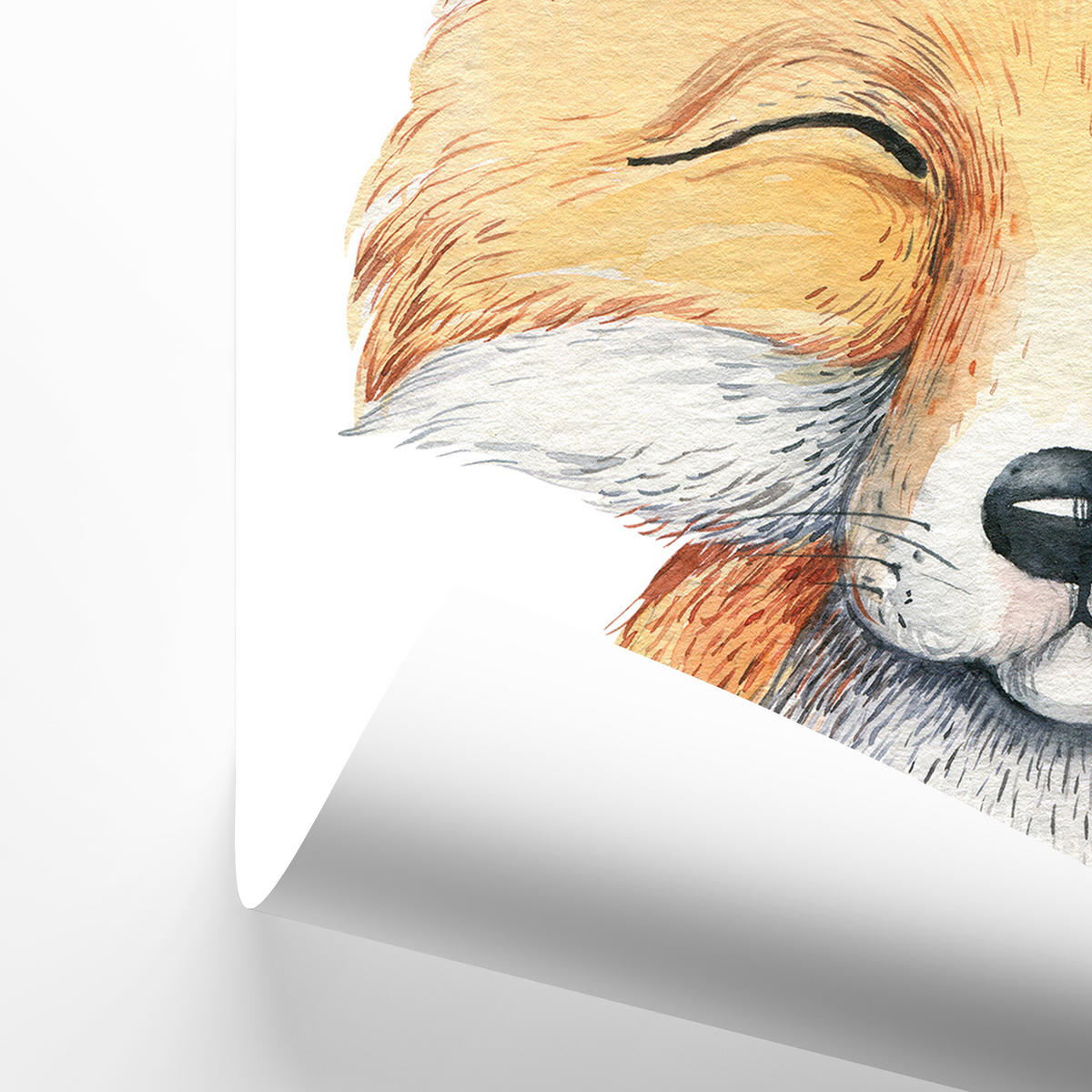 POSTER SET ohne Rahmen für Kinderzimmer WALDTIERE Fuchs Waschbär Reh A4 21x30cm - Beige/Orange, Papier (21/30/1cm) - Muralo