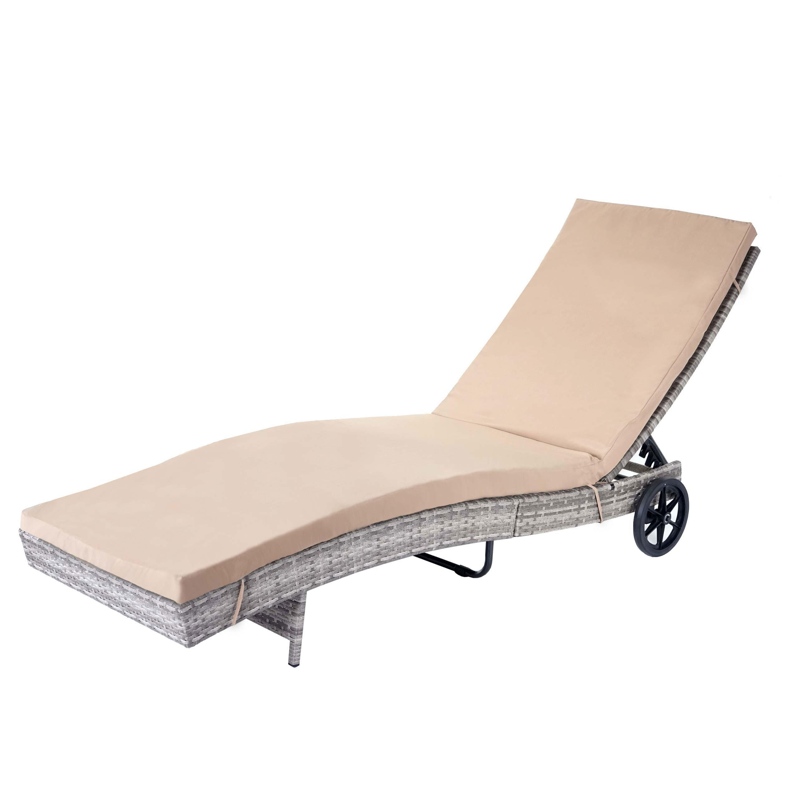SONNENLIEGE Grau, Beige - Beige/Grau, Kunststoff (60/91/205cm) - MCW
