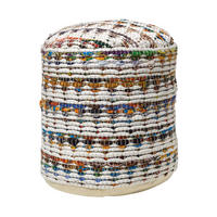 SITZPOUF rund, creme-bunt gemustert 40/40/45 cm - Multicolor, Textil (45/40/45cm) - Homescapes